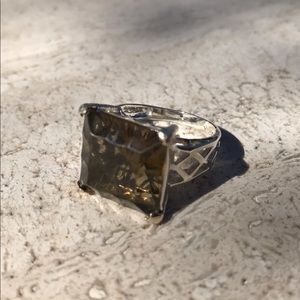 Smoky topaz cocktail ring Silver tone. Very nice